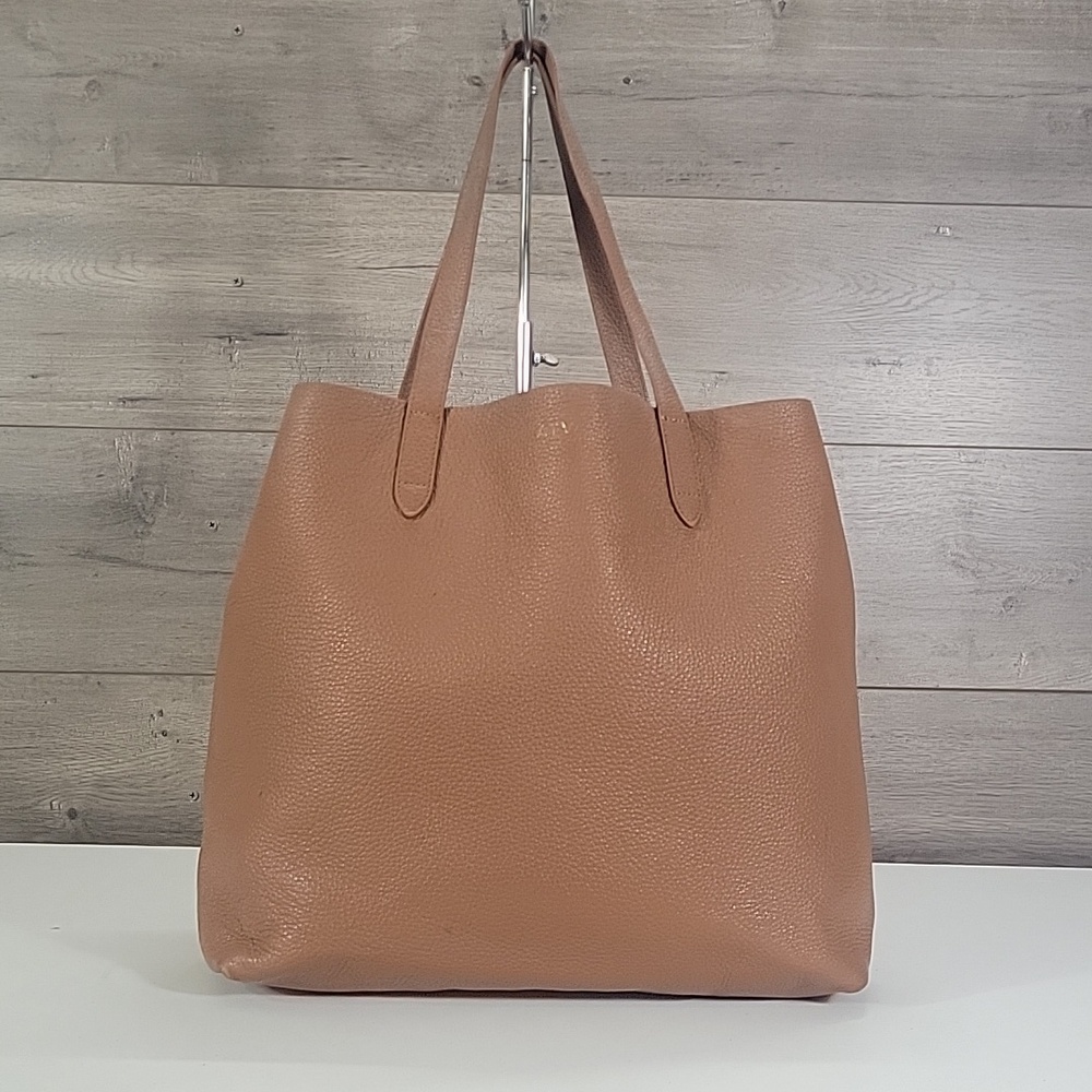 Cuyana Brown Pebble Leather Tote Bag